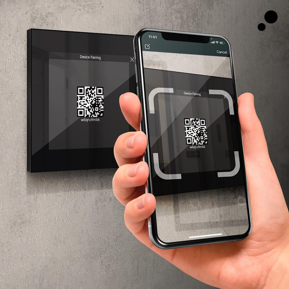 QR код для удобной синхронизации сенсорной панели KNX Zennio Z70v2 и телефона.