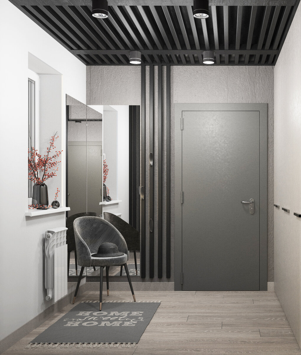 Тамбур с выходом в гараж. Проект интерьеров частного дома в Тюмени выполнен студией dsgn.tmn.