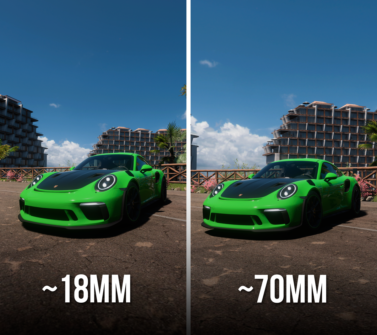 Разница в фокусном расстоянии на примере различия линз 18мм и 70мм