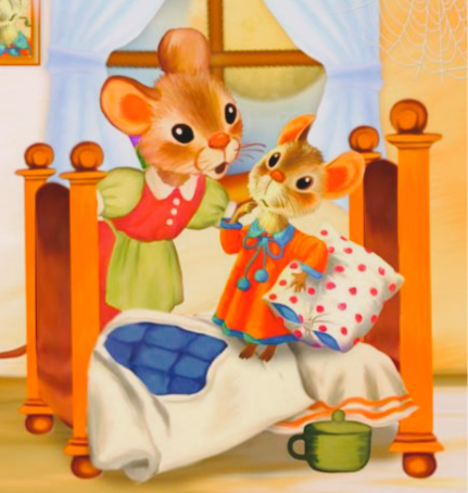 Мышка-мать безрезультатно пытается уложить капризного малыша спать. Фото из свободных источников Интернета.