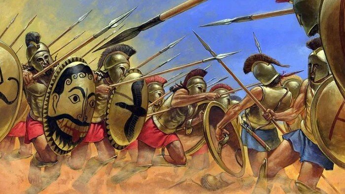 Момент атаки греческих воинов 