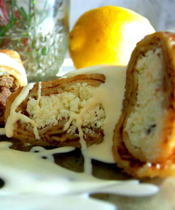 Блинчики без муки с творогом