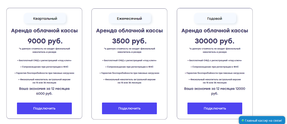 Тарифы CloudKassir 