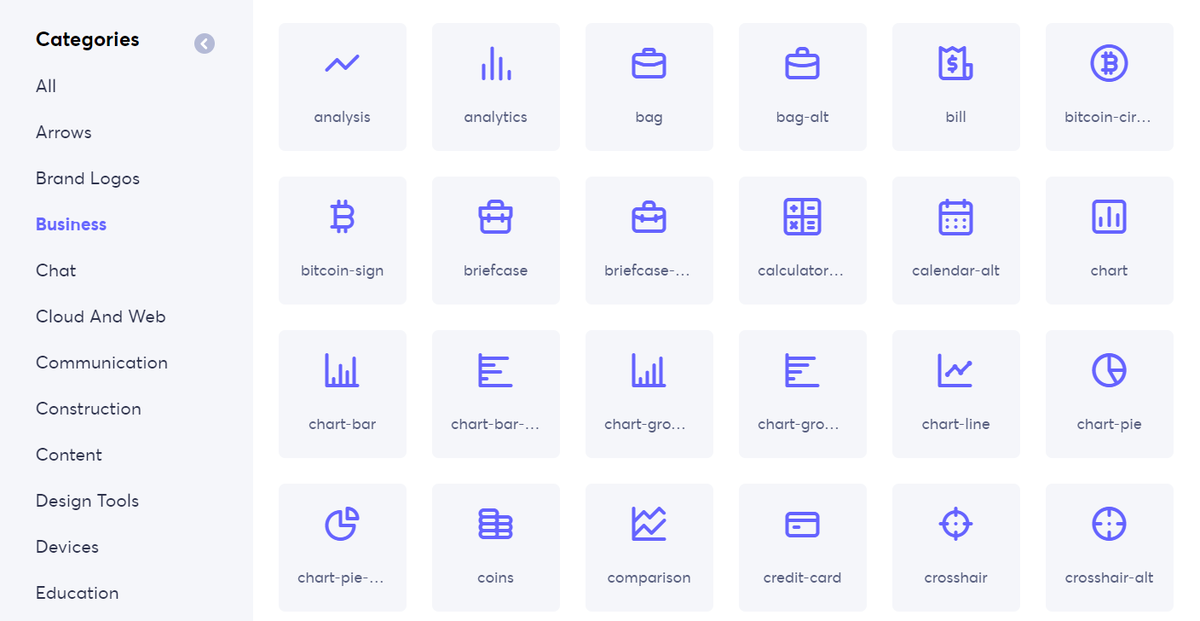 Иконки можно искать по категориям
