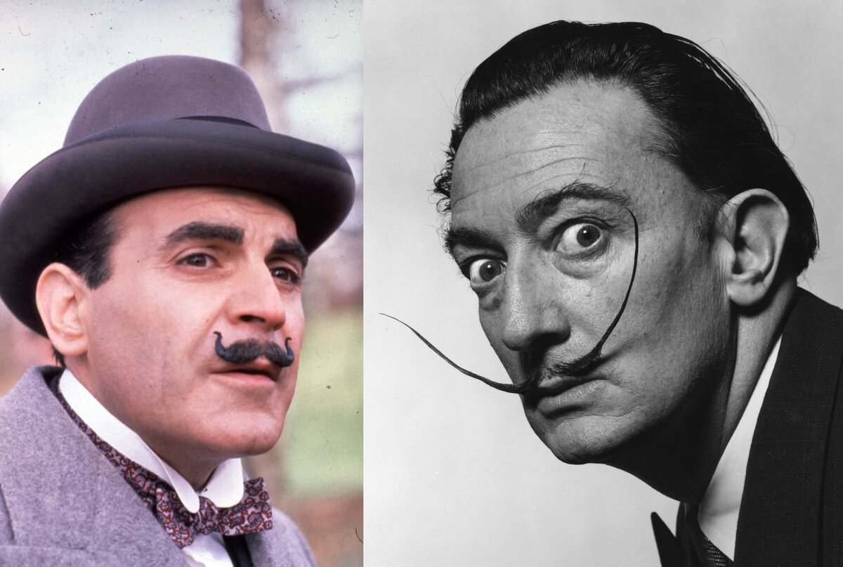 Книжный и телегерой Пуаро (в исполнении Давида Суше, слева) и художник Дали