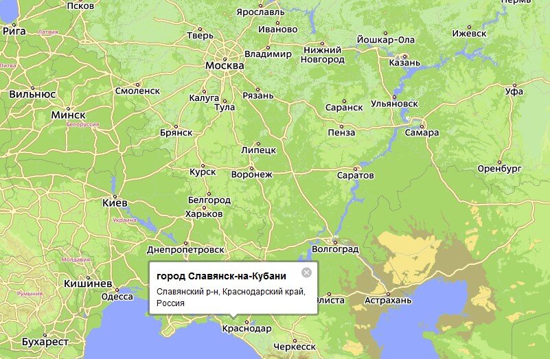 Местоположение Славянска-на-Кубани.