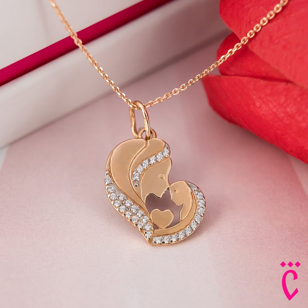 Золотая подвеска с фианитами для мам (арт. 5842)