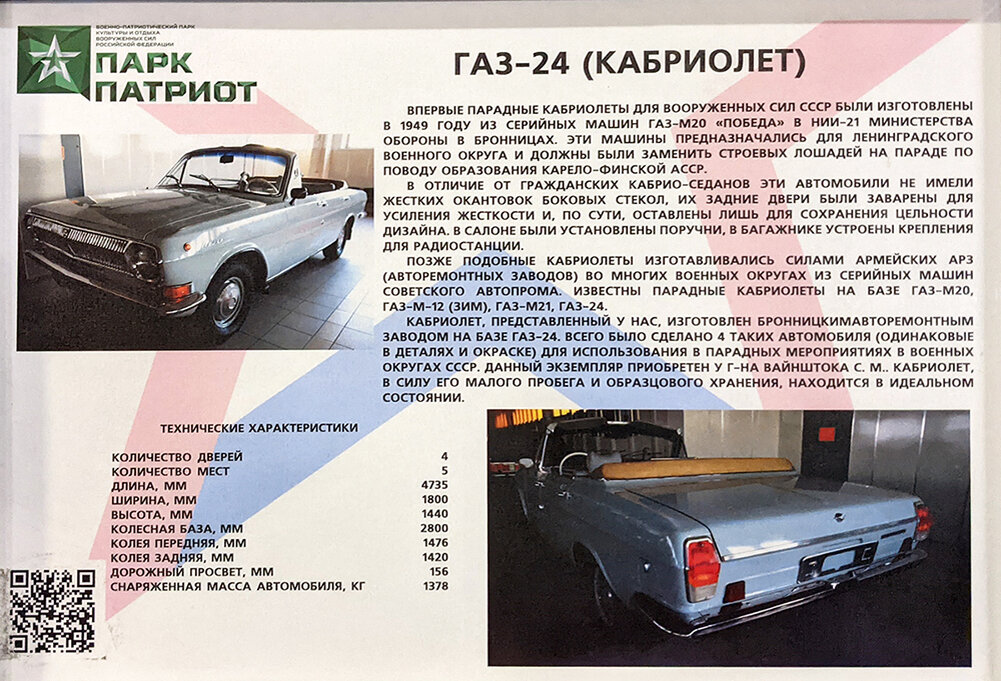 описание и технические характеристики кабриолета ГАЗ-24