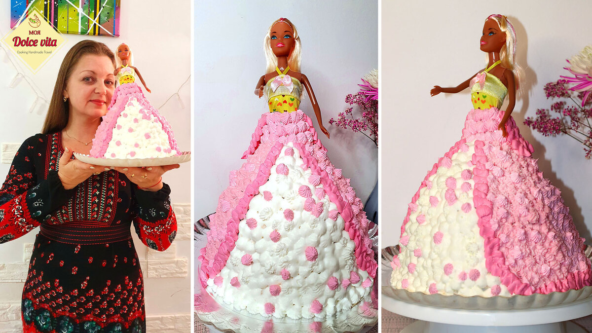 Торт кукла Барби фото из крема в Санкт-Петербурге