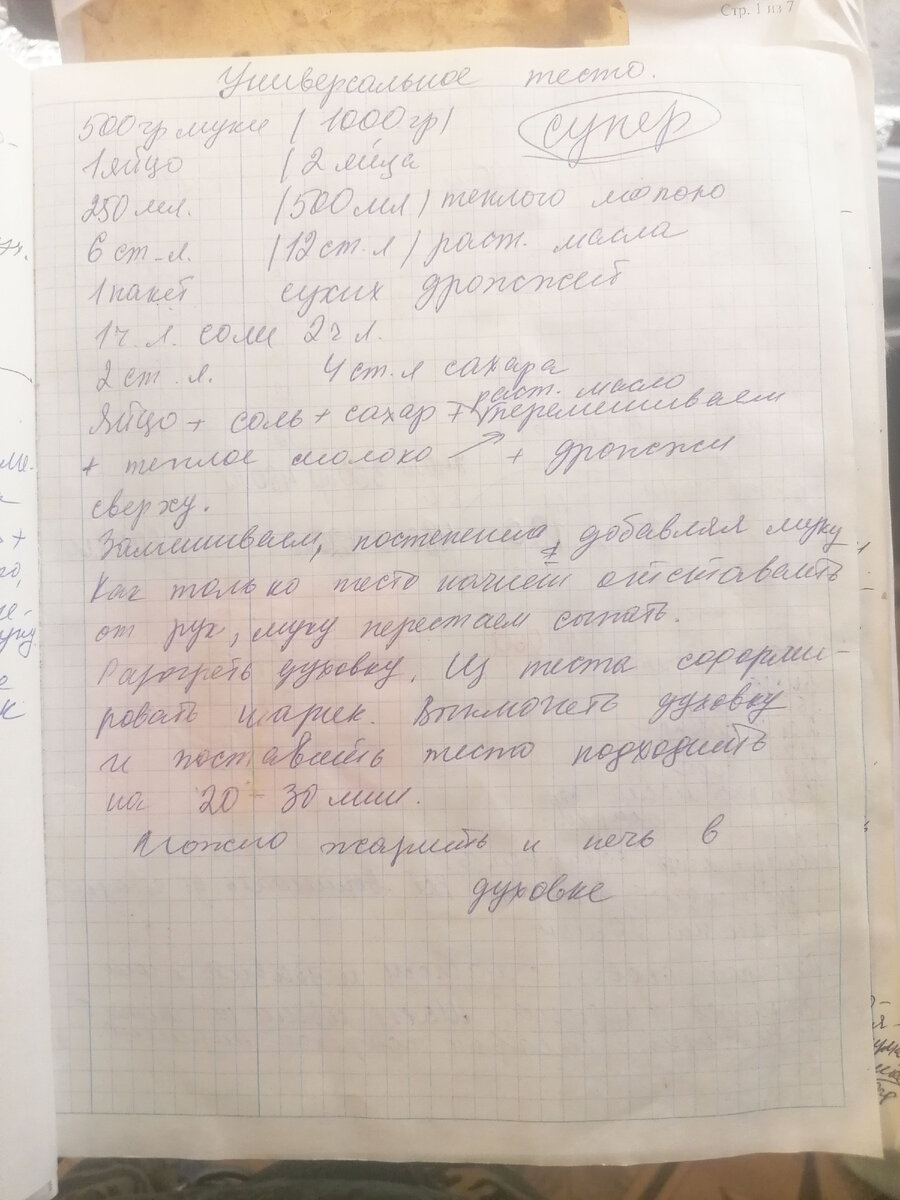 а так рецепт записан на бумаге