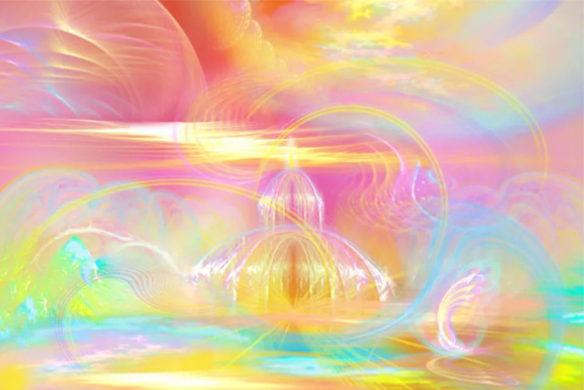 Тонкий мир что это. Энергетические картины Елены Саппа. Божественный свет. Свет Божественной любви. Радужный поток энергии.