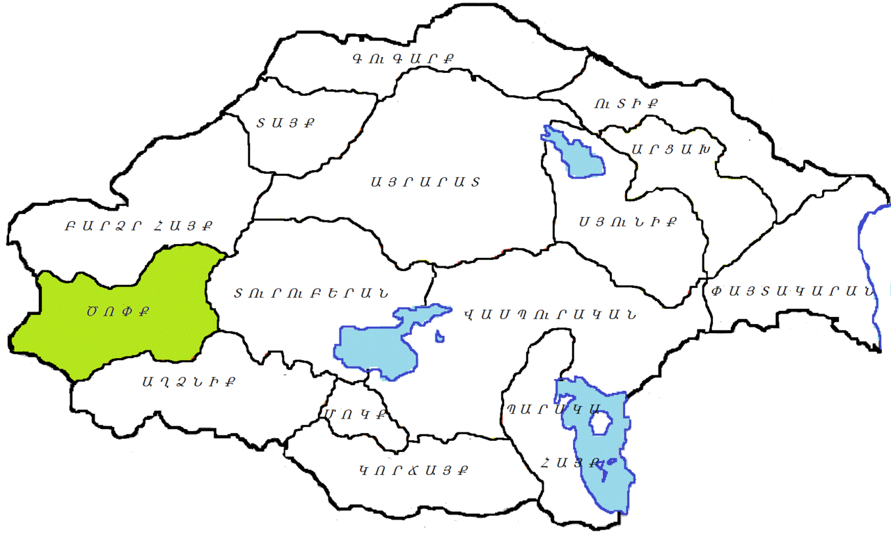 Расположение провинции Цопк на карте Великой Армении