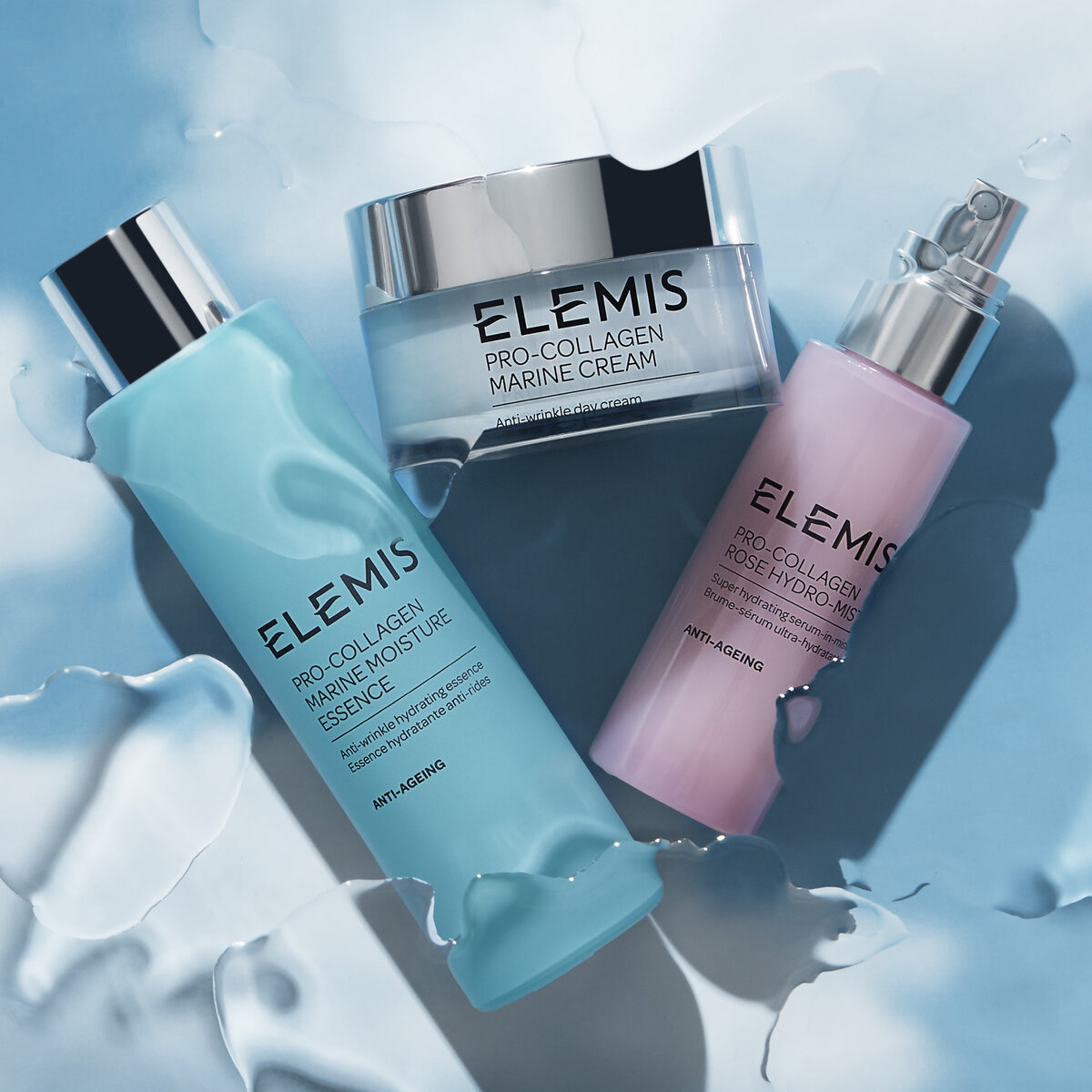 Увлажняющая эссенция для лица Морские водоросли Про-Коллаген 100 мл, Крем для лица Морские водоросли Про-Коллаген 50 мл и Сыворотка-спрей Роза Про-Коллаген 50 мл 