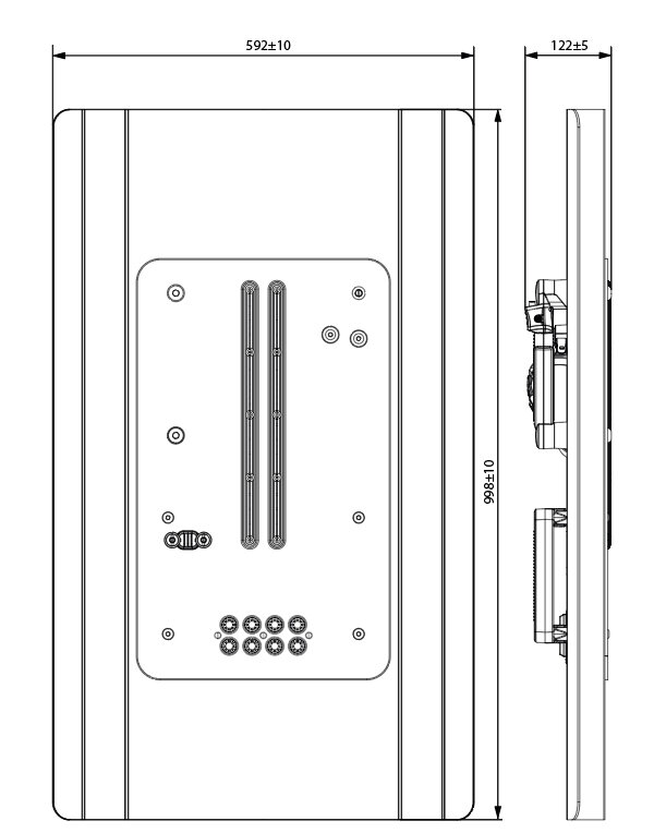 Габаритный чертеж электрошокового щита СТЕНА для полиции