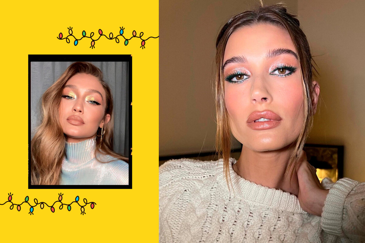     От золотых теней Хадид до зеленых стрелок Бибер: 5 звездных идей макияжа на Новый год