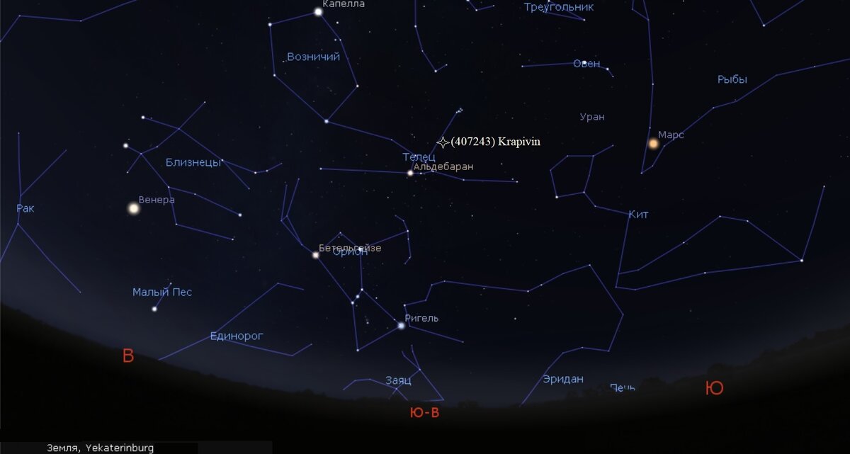 В центре астероид, названный в честь Крапивина В.П.