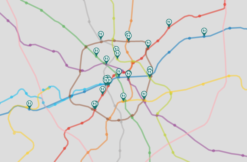 Карта расположения туалетов в московском метро. Скриншот с официального сайта metro-wc.ru