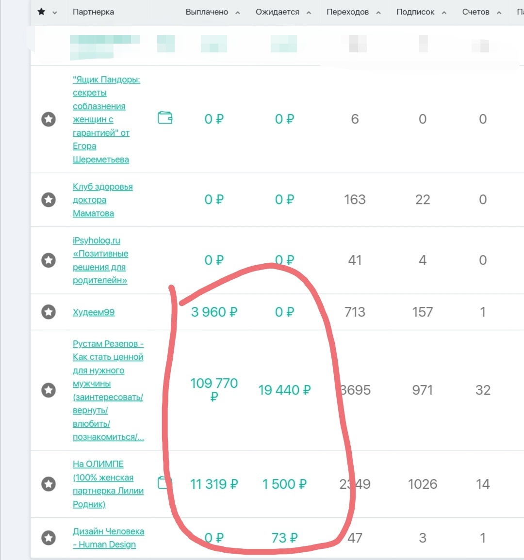 Мои комиссионные, заработанные за 6 месяцев. Продвигала через рассылку