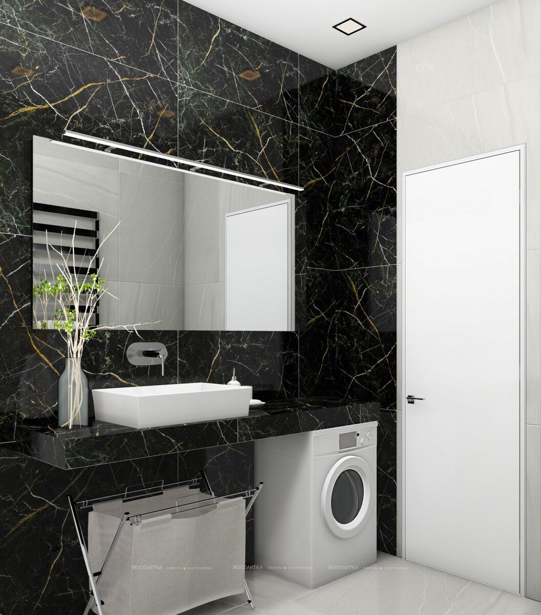 Ванная комната в черно белом стиле - 59 фото