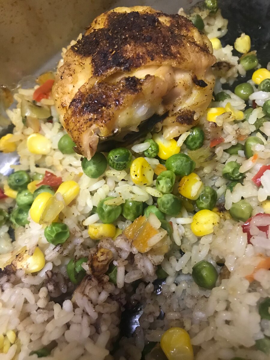 Вариант обеда. Запечённая курица с овощной смесью