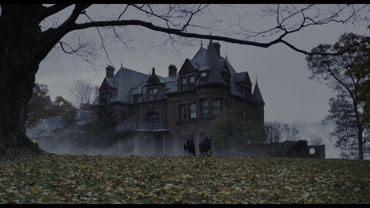 В сумерках особняк выглядит зловеще.