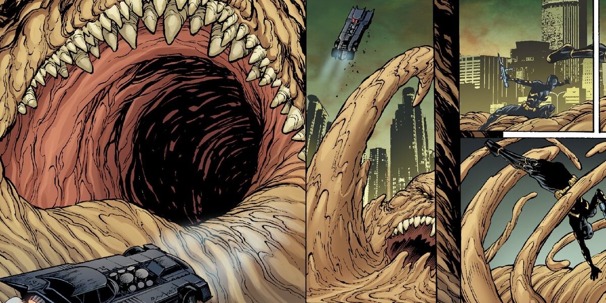 Фрагмент разворота графического романа Джеймса Тайниона IV «Бэтмен: Detective Comics. Книга 6. Бэтмены навсегда»