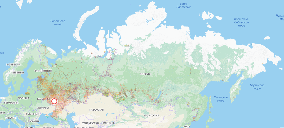 Зона покрытия сотовой связи (3G и 4 G) (Источник: Яндекс)