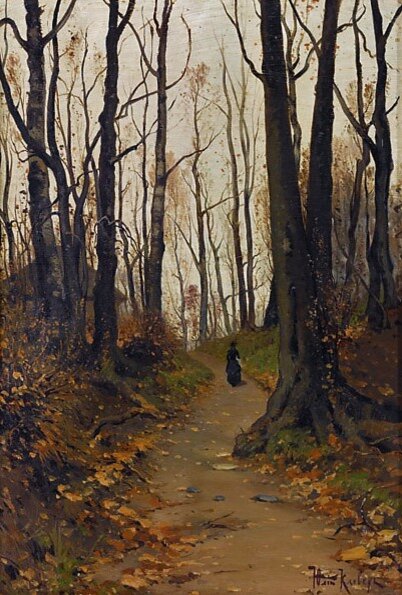 «Лесной пейзаж. Осенний лес», холст, масло, 53,5 х 37,5 см, частное собрание