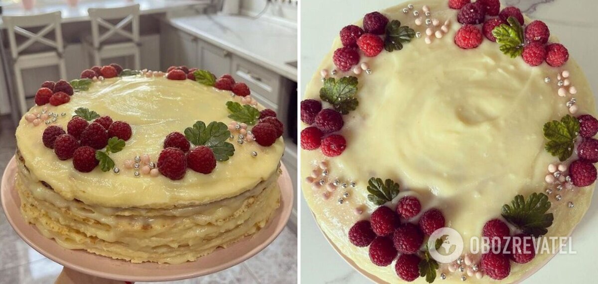 Творожный Наполеон с заварным кремом