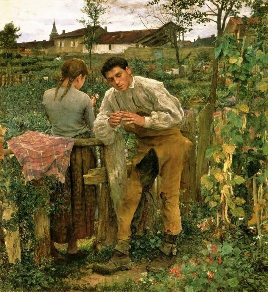 Деревенская любовь. Художник Жюль Бастьен-Лепаж. 1882 г. 194 × 180 см