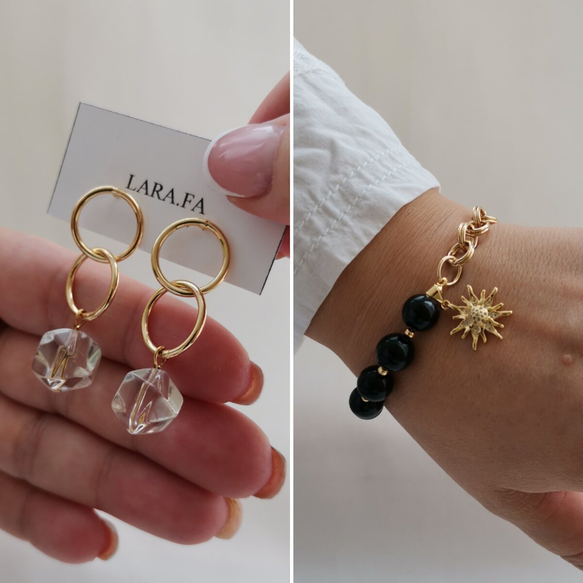Серьги с подвесками из натурального Горного хрусталя, дизайн LARA.FA jewelry