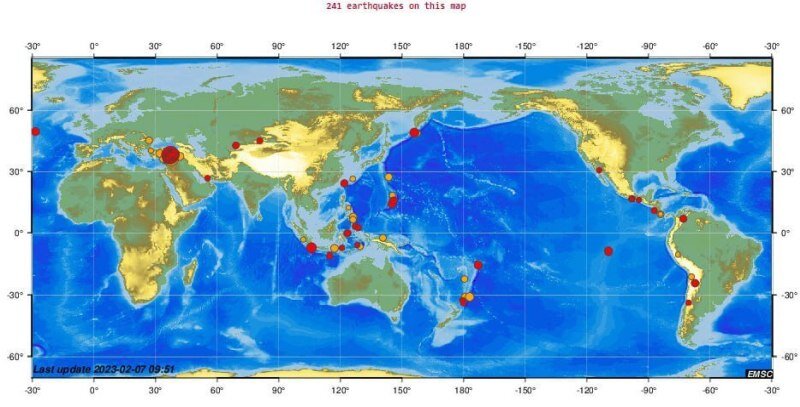    241 землетрясение магнитудой выше 4 зафиксировали в мире за двое суток