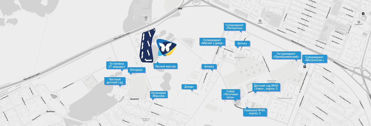 Расположение района на карте Тюмени. 