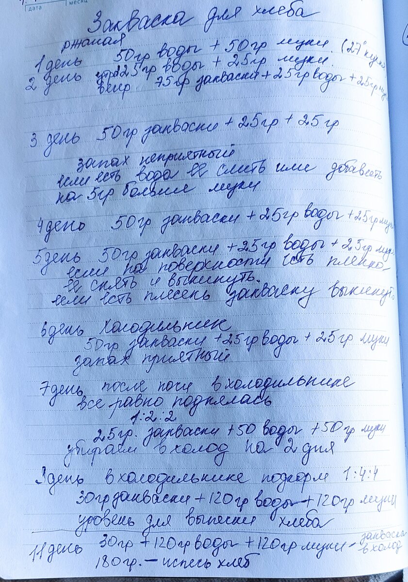 Это схема по которой я вывожу свою закваску