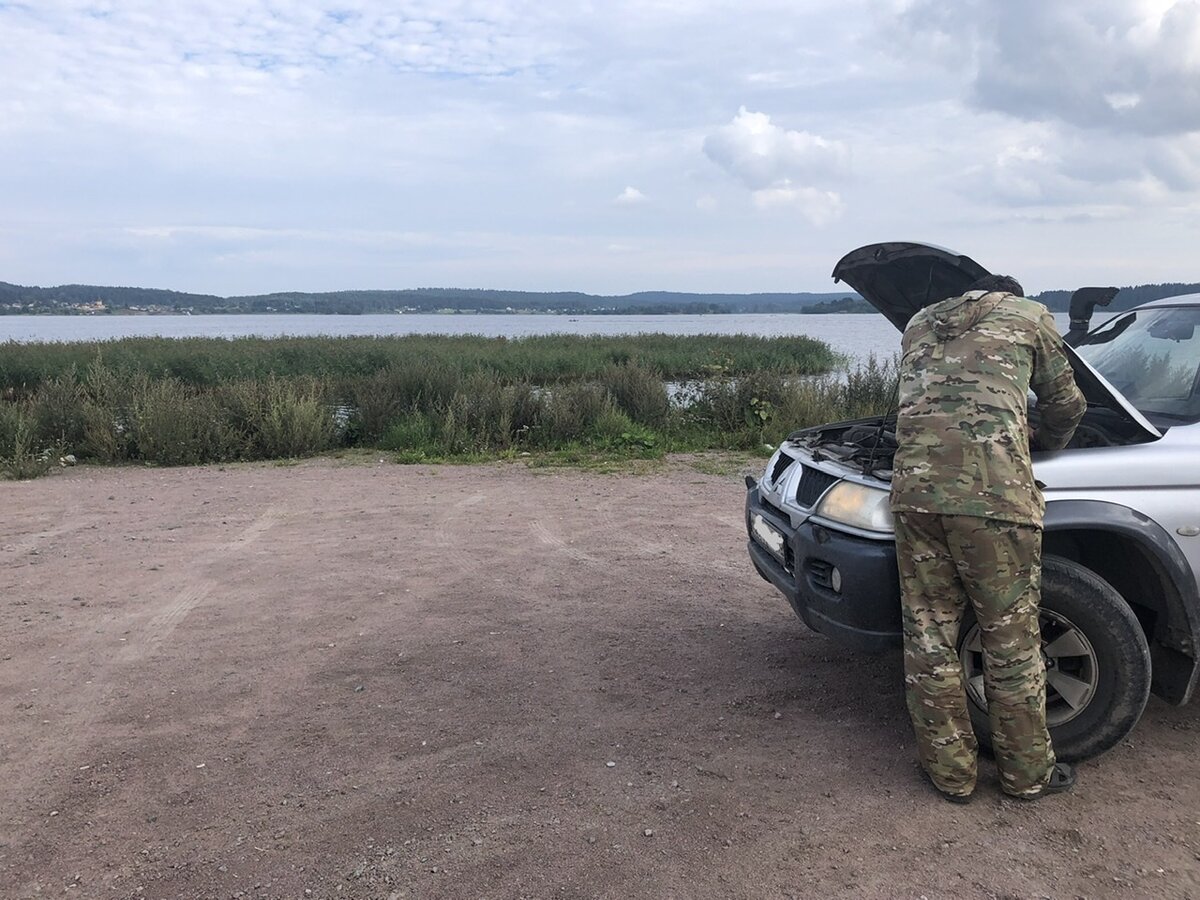 Форс-мажор в Карелии. Лопнула тормозная трубка.