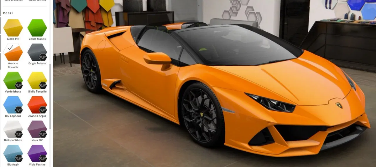 Спек нашего Evo Spyder в конфигураторе на сайте Lamborghini