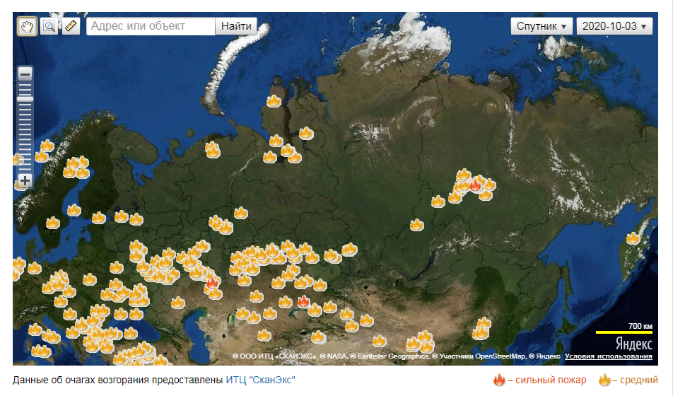 Карта огня в россии