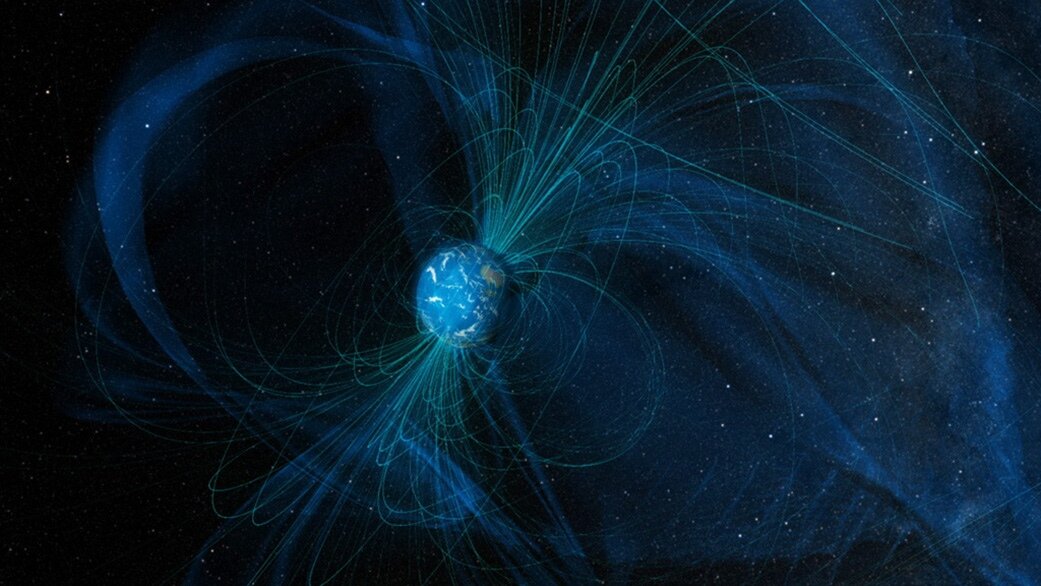 Визуализация линий земного магнитного поля. NASA