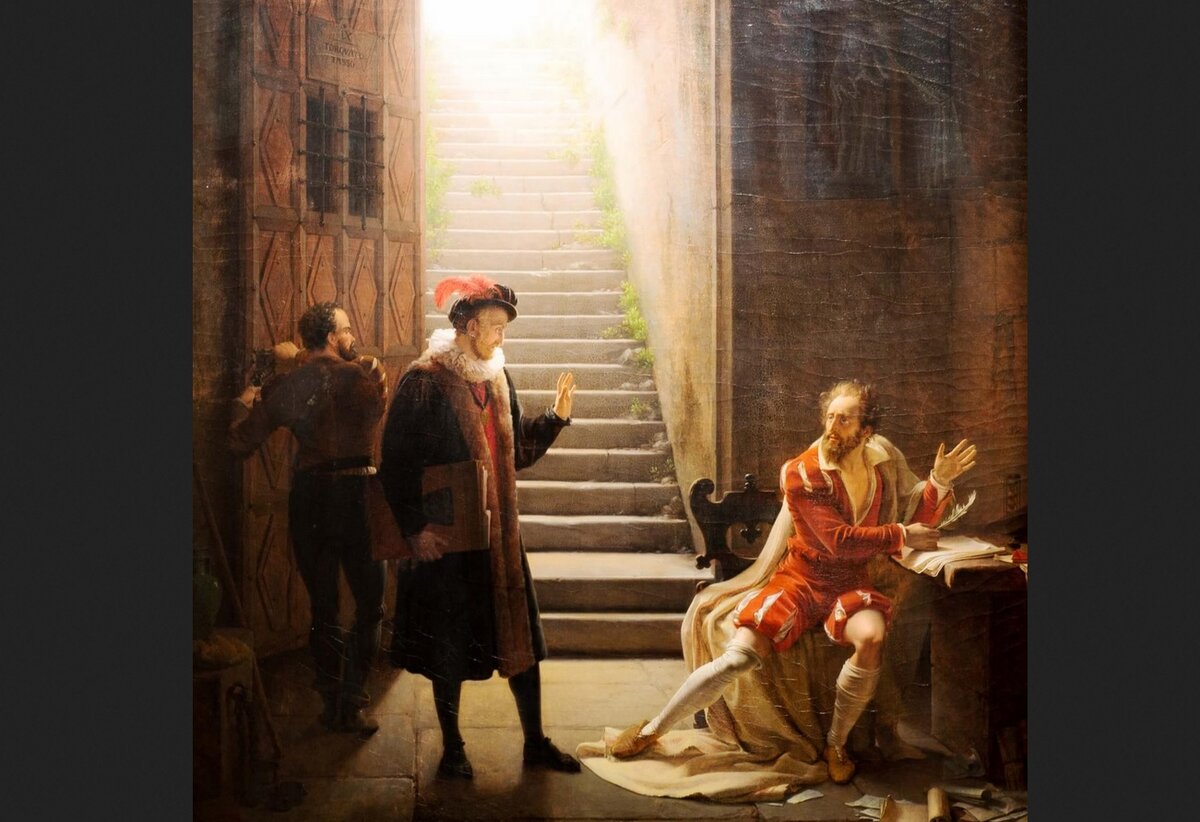 Флёри-Франсуа Ришар. "Монтень посещает Тассо", 1822. 