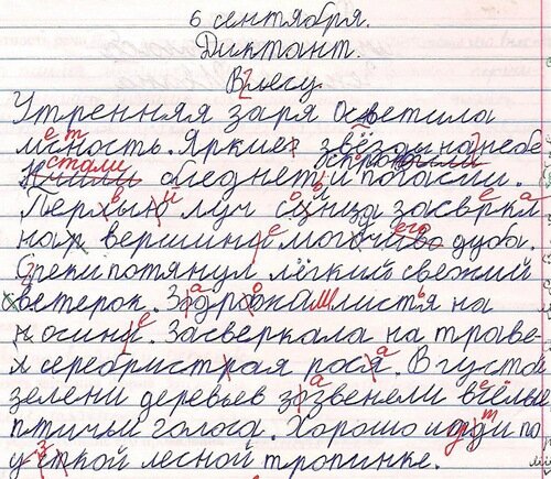 Диктант ребенка, страдающего дисграфией. Дислексия и дисграфия — нарушения, часто идущие вместе. Фотография из открытых источников