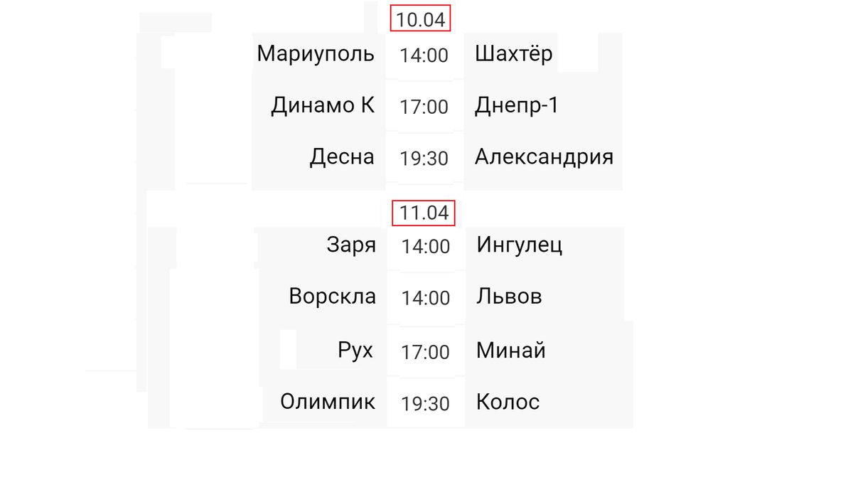 Чемпионат украины расписание