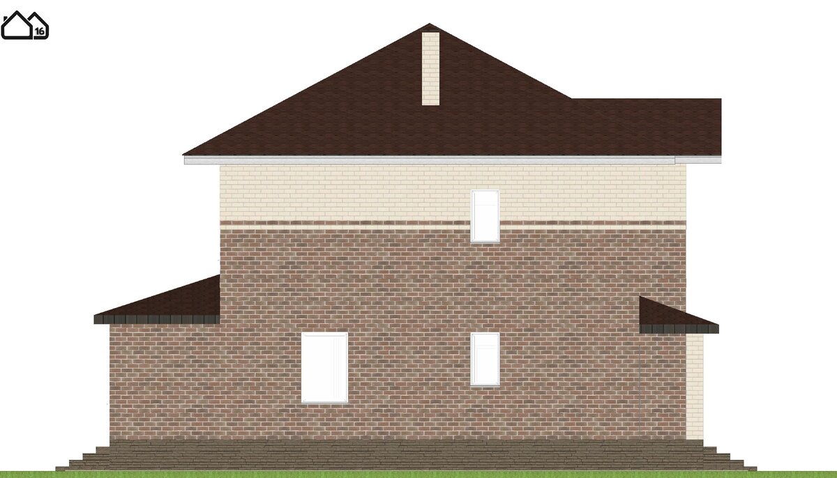 Проект двухэтажного кирпичного дома площадью 173кв.м. с основными размерами  в плане 13.3х10.7м плюс терраса. | Проектная мастерская №16 | Дзен