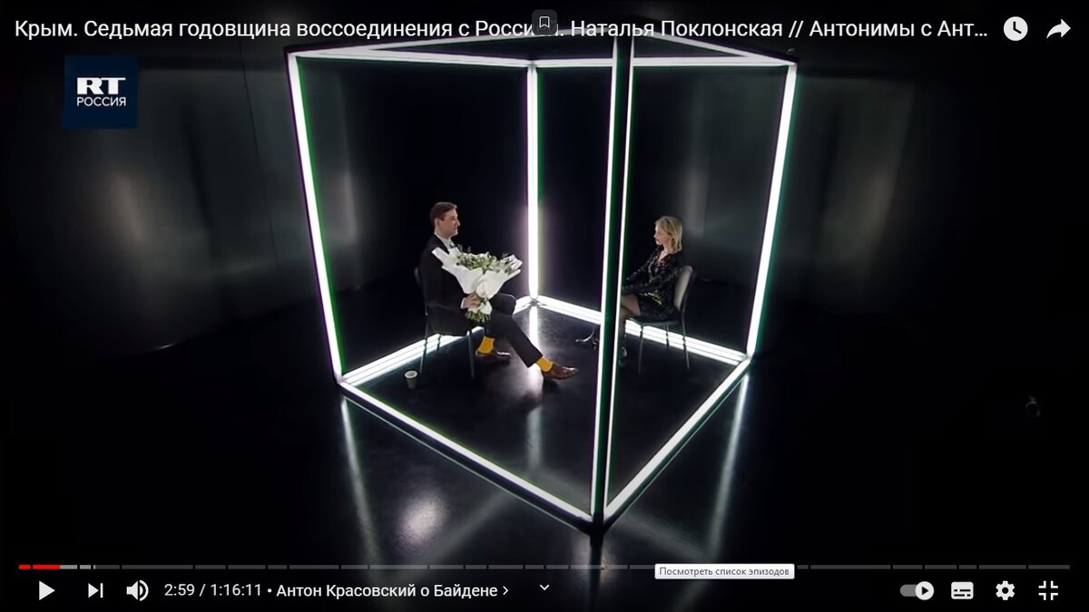 Наталья Поклонская в передаче "Антонимы" на телеканале RT. Скриншот 