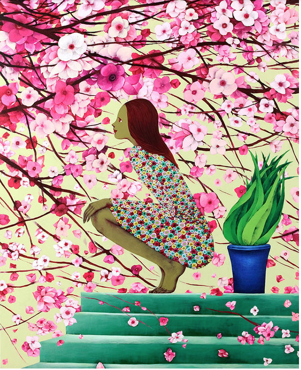 Картина их серии "Плохой цветочный сад" художник Лим Ын-Хи. 