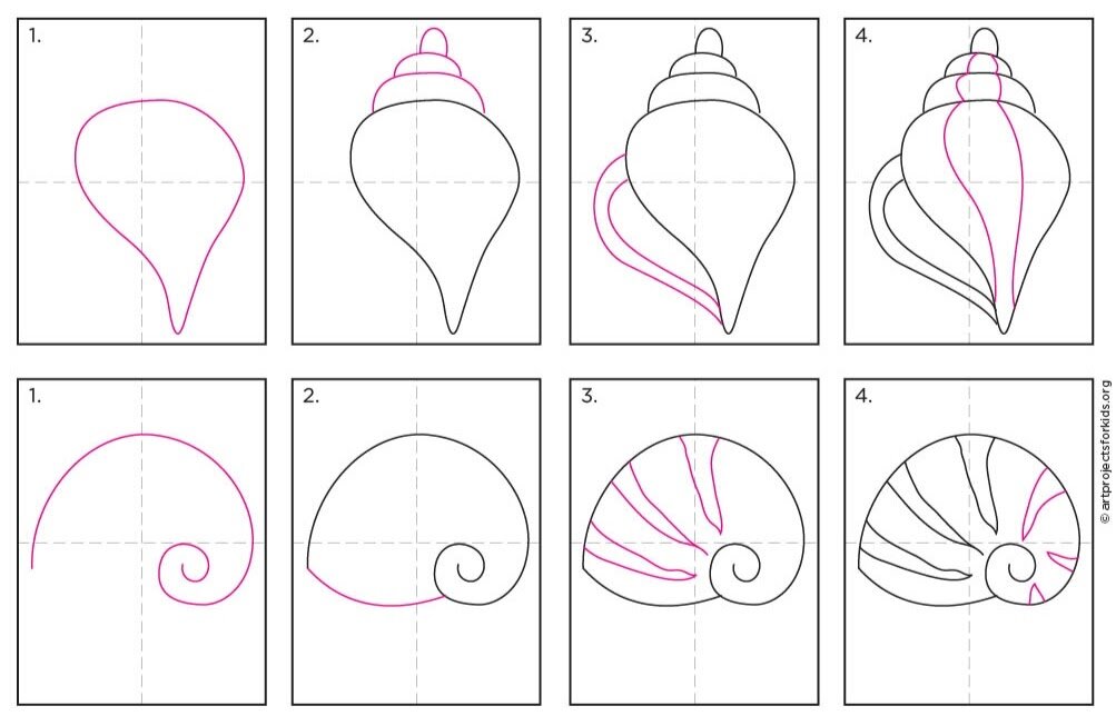 Как нарисовать ракушку