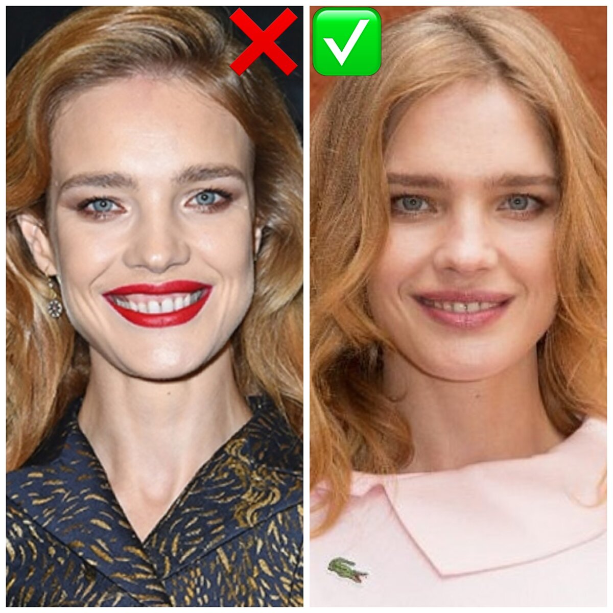 Из-за того, что в лице Натальи нет "драмы", ей и не идет яркий макияж.