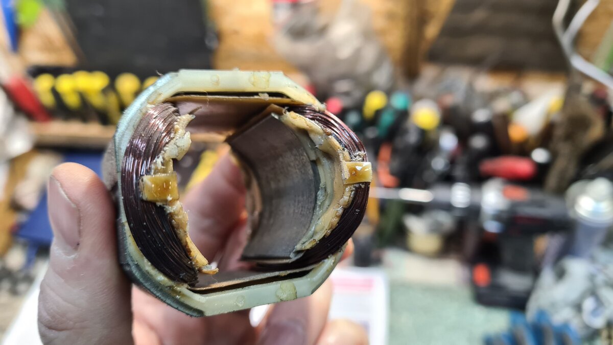 сгоревший статор