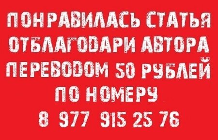 Переведя незначительную сумму на СберСчет автора вы поможете в развитие проекта!