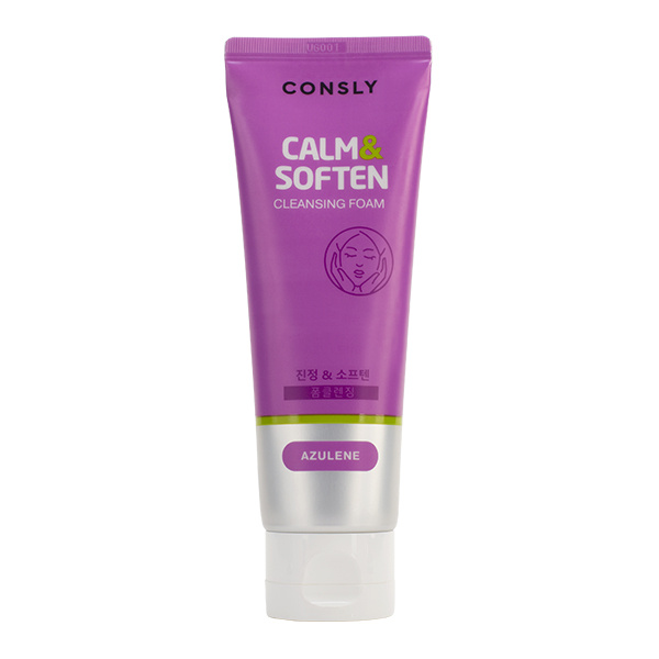 CONSLY Azulene Cleansing Foam “Calm&Soften” (с азуленом). Подойдёт чувствительной кожи, склонной к появлению раздражений. Пенка мягко и бережно очищает кожу от любых загрязнений. Пенка защищает кожу от возникновения зуда и покраснений. Азулен обладает заживляющим эффектом. Пенка имеет оптимальный pH кожи и уменьшает жирность кожи. Пенка устраняет отёчность и тонизирует кожу, укрепляя стенки сосудов. 