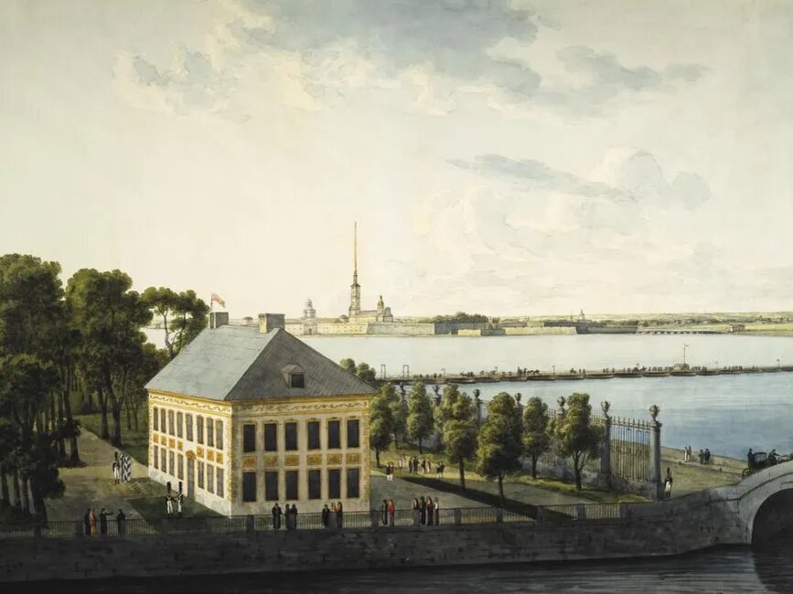 Андрей Мартынов. Вид дворца Петра I в Летнем саду (фрагмент). 1809-1810. Государственный Эрмитаж, Санкт-Петербург